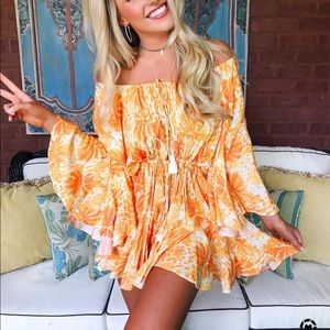Orange tie romper